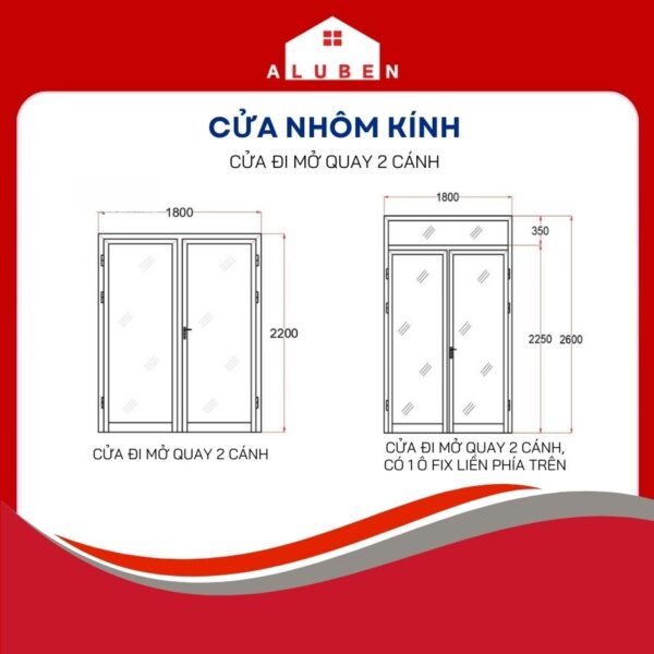 Mẫu tiêu chuẩn cửa đi mở lùa